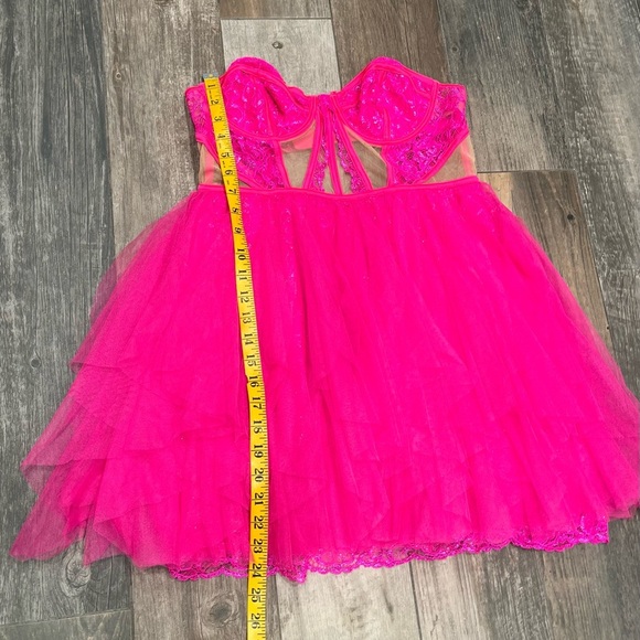 NWT For Love & Lemons Rosario Hot Pink Bustier Mini Tulle Dress Large dolls kill - Picture 7 of 13